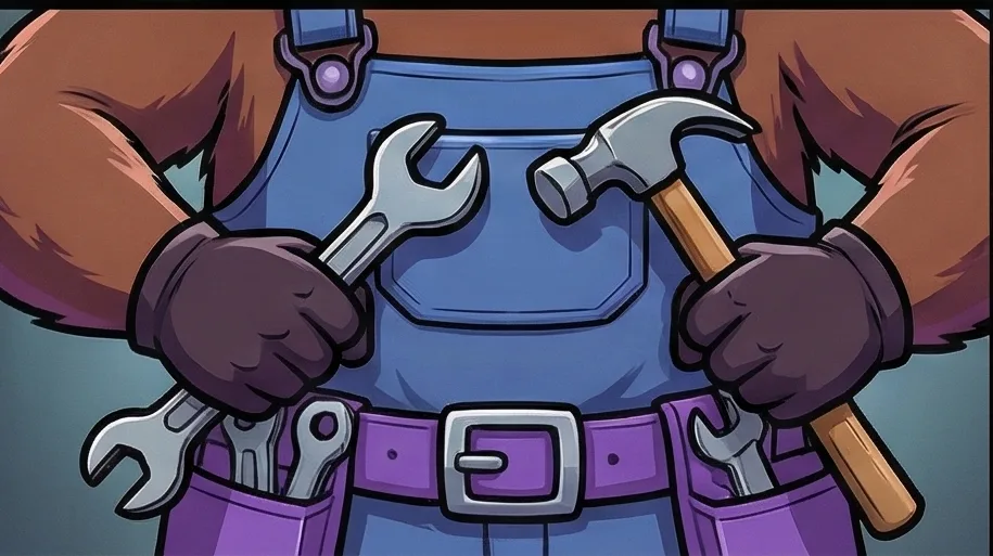 Tools out: a wrench and a hammer