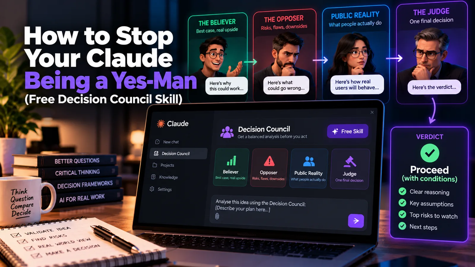 How to stop your Claude being a yes-man: the Believer, Opposer, Public Reality and Judge decision council